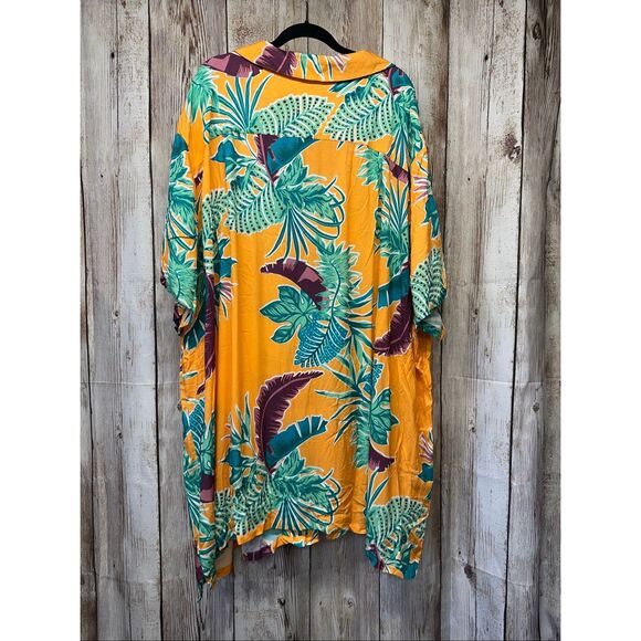 6XLT KingSize Island Printed Camp Paradise Floral Vacation Relaxed Rayon Tshirt - Picture 3 of 7